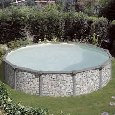 Piscine Gre D350 H120cm Hors Sol Acier Ronde Aspect Pierre Iraklion Garten Pool Im Garten Pool