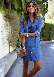 Street Style May 2014 Long Sleeve Casual Dress Denim Shirt Dress Fashion