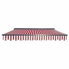 Aleko Sunshade Half Cassette Retractable Patio Awning Color Red White Size 8 H X 138 W X 120 D Deck Awnings Patio Awning Custom Awnings