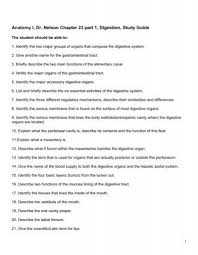 Anatomy I Dr Nelson Chapter 23 Part 1 Digestion Study Guide