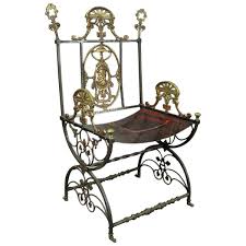 Antique Neoclassical Roman Wrought Iron Bronze Throne Or Curule Chair Wrought Iron Chair Neoclassical