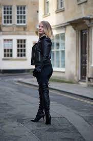 Lorna Burford Leather Thigh High Boots Leather Jacket Fashion Blogger Leather Jacket Style Fur Leather Jacket Asymmetrical Leather Jacket