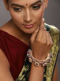 Buy Gold-Plated White Green Stone Studded Meenakari Bangle