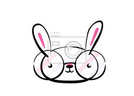 Find the perfect bunny face stock photo. Cute Smiling Kawaii Easter Bunny Face With Glasses Happy Easter Fototapete Fototapeten Hipster Rosa Muster Myloview De