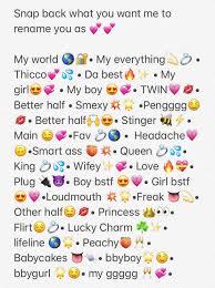 Pin By Origami On Snap Cute Names For Boyfriend Snapchat Names Cute Names For Girlfriend