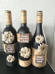Home Sweet Home Wine Bottle Decor Home Decor Shabby Chic Wine Bottles Housewarming Gift Han Wine Bottle Decor Bottles Decoration Wine Bottle Centerpieces