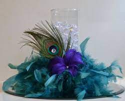 5 Peacock Feather Wedding Reception Centerpieces By Decoramood 95 00 Unique Wedding Centerpieces Peacock Wedding Centerpieces Wedding Centerpieces Diy