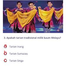 Tari makyong merupakan sebuah pertunjukkan khas melayu, makyong hanya sebuah kenangan atau cerita tentang teater yang sangat terkenal, bisa juga dibilang dramatari. Kuiz Budaya Pilih Jawapan Pd Kg Hulu Chuchoh Sepang Facebook