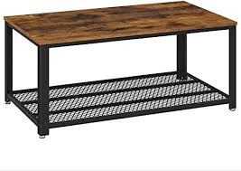 Flared blacks, tapered legs and pops of color keep the vibe clean and simple; Amazon Com Vasagle Industrial Coffee Table With Storage Shelf For Living Room Wood Look Accent Furniture With Metal Frame Easy Assembly Rustic Brown Ulct61x Home Kitchen