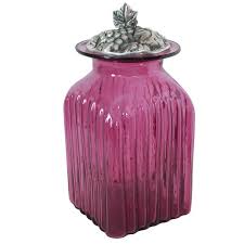 We doubt you'll miss the use them corralled together on the kitchen counter or spread out around the home to hold cotton balls this curvy vessel is better used for decorative display than daily handling. Blown Glass Canisters Collection Grape Leaf Kitchen Canister Gkc004