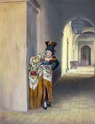 606028 A Woman In Spanish Influenced Costume Of Mantone And High Combs Mexico Spanish Costume Art Painting Illustration