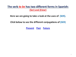 ppt the verb to be has two different forms in spanish