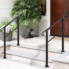 Handrails for concrete steps railings for steps outside stair railing metal handrails for stairs porch step railing porch handrails exterior handrail outdoor stair railing iron stair railing. Buy Handrails For Outdoor Steps 3 Step Handrail Fits 1 To 3 Steps Mattle Wrought Iron Handrail Stair Rail Transitional Handrail With Installation Kit Black Hand Rails For Outdoor Steps Patent Pending Online In Taiwan B08yngr4t7