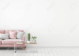 Download Livingroom Interior Wall Mock Up With Pink Velvet Sofa And Pillows Stock Photo Picture And Royalty Free Image Image 100744441