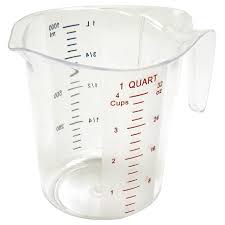Use this page to learn how to convert between quarts and cups. Winco 1 Quart Polycarbonate Measuring Cup