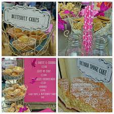 Our Gorgeous Pop Up Tea Room Set Up At Milton Keynes Village Hall For Belles Events Butterfly Cakes Mini Milk Bottles Tea Room