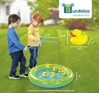 Bundaloo Duck Fishing Game Contest - Fun Carnival Game and Outdoor Party  Toy for Kids - Inflatable Pond, 2 Rope Fishing Poles With Hooks, 6 Floating  ...