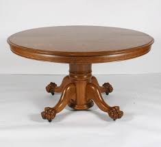 Round Oak Pedestal Table Carved Claw Feet 5 Leaves Clawfoot Oak Table