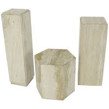 Travertine Marble Pedestal Hexagon Square Tower Shape Travertine Marble Travertine Marble Furniture