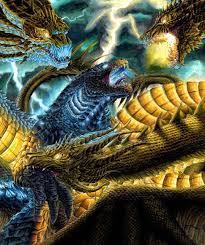 Download Epic Battle between Godzilla and King Ghidorah Wallpaper |  Wallpapers.com