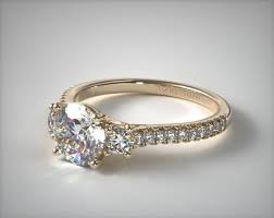 Find the perfect large diamond ring today! Three Stone Micro Pave Diamond Engagement Ring 14k Yellow Gold 17197y14