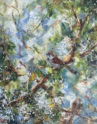Well you're in luck, because here they come. Bird Cherry Tree Painting By Diana Malivani Saatchi Art