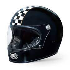 Premier Trophy Helmet Black Chequered Helm Motorrad Vintage