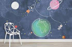 Here's an amazing collection of secret hideaway spaces and nooks that will make any kid's room adventurous and fun. Rocket Wall Mural Space Wallpaper For Kids Muralswallpaper Kids Room Murals Kids Wallpaper Themed Kids Room