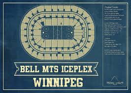 Winnipeg Jets Bell Mts Iceplex Seating Chart Vintage Hockey Print