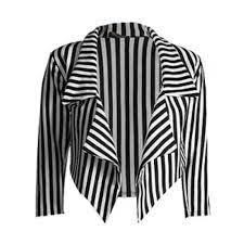 Shop our wide range of women's tops, dresses and more with free shipping over $109. New Ladies Girls Black And White Striped Halloween Waterfall Crop Blazer Jacket Ebay