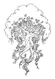 A type of tree or bush that makes cones and evergreen leaves,. Tree With Body Under Roots Google Search Tree Of Life Tattoo Drawings Coloring Pages