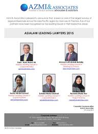Maybe you would like to learn more about one of these? Azmi Associates On Twitter Announcing Our 5 Partners Who Are Recognised As The Asialaw Leading Lawyers 2015 Congratulations Http T Co Ixpwxpqiac