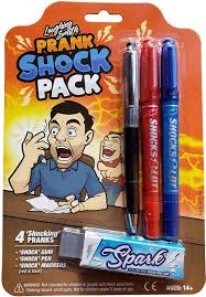Shocking gum is a practical joke device that delivers a mild electric shock. Laughing Smith Shocking Prank Kit 1 X Shock Pen 2 X Shock Markers And 1x Shock Gum Trick Your Friends And Family Hilarious Electric Shock Game And Prank Stuff
