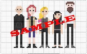 Model stitched on 28 ct. The Band Cross Stitch Pattern War On Women