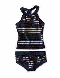 Navy And Gold Sporty Tankini That Is The Most Comfortable Swimsuit Ever Modest Two Piece For Wom Tankini Swimsuits For Women Gold Tankini Swimsuits For Tweens