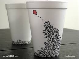 Juxtapoz Magazine Styrofoam Cup Illustrations By Cheeming Boey Coffee Cup Art Cup Art Sharpie Art