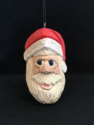 Woodcarved Santa Christmas Ornament