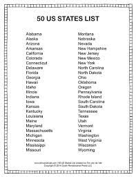 Below is a list of the fifty u.s. List Of States In Alphabetical Order Social Studies Printable Pdf