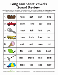 Long And Short Vowel Sounds Worksheet Education Com Short Vowel Sounds Vowel Worksheets Short Vowel Worksheets
