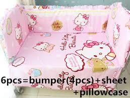 Hello kitty 1983 crib toy sanrio child guidance plays rock a bye baby vintage. Discount 6pcs Hello Kitty Crib Bedding Sets Kids Accessory Newborn Baby Bed Set Include Bumper Sheet Pillowcase Bed Pillow With Arms Bed Sheet Sets On Salebed Adjustable Aliexpress
