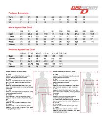 Dririder Sizing Charts Motorcycle Stuff