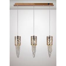 Gold ceiling lighting establishes an upscaled opulent appearance which showers your room with exuberant energy. Diyas Il31627 Camden 3 Light Ceiling Bar Pendant In Rose Gold Mosaic Glass And Crystal Finish Castlegate Lights