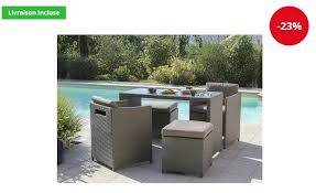 Salon Fodgia 4 Places Elixir Pas Cher Salon De Jardin Auchan Salon De Jardin Salon De Jardin Design Table De Jardin Resine