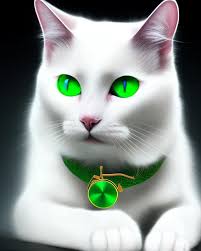 White cat green eyes