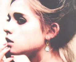 Art Nouveau Style Earrings~Swarovski Crystal~Vintage Brass