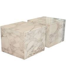 Pair Of Carrara Marble Block Tables Marble Block Marble End Tables Block Table