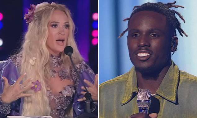 American Idol fans outraged over Carrie Underwood's weird comments to contestant Jamal Roberts as the Top 3 is revealed | Daily Mail Online