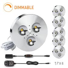 Dimmable Led Puck Lights Moobibear 3w 1800lm 3000k Warm White Under Cabinet Lighting Kit With 10 Levels Brightness Switch Under Cabinet Led Light For Bookcase Shelf Closet Kitchen 6 Pack Moobibear