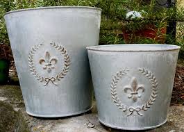 Blumentopf Ubertopf Aus Zink Landhaus Zinktopf Rund Gross Neu Shabby Lilie Ubertopf Blumentopf Shabby