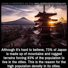 Although It S Hard To Believe 73 Of Japan Is Made Up Of Mountains And Rugged Terrains Forcing 93 Of The Populat Japan Facts Unbelievable Facts Wtf Fun Facts